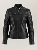 Women's Nera Notte Black Leather Biker Jacket