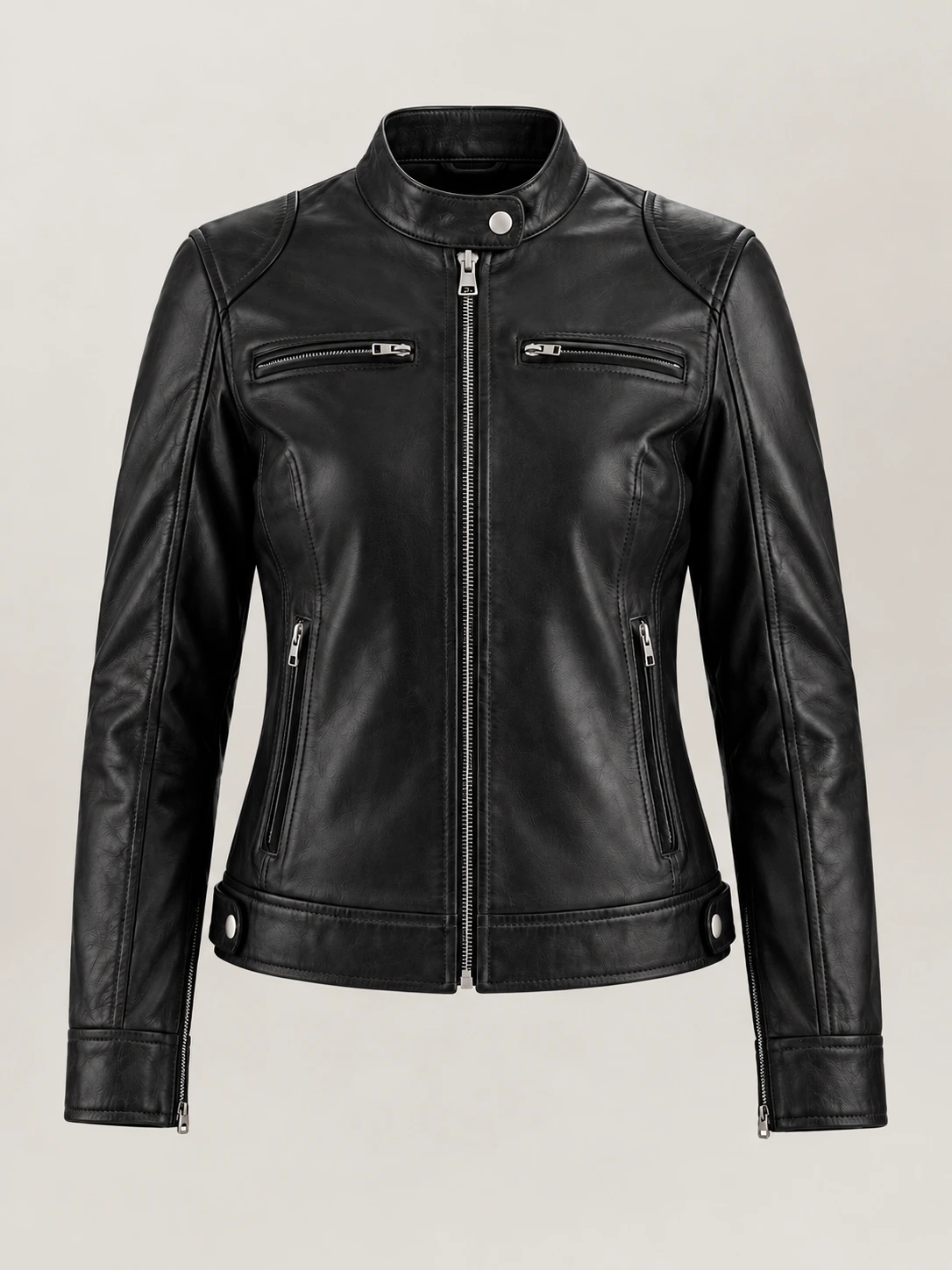 Women's Nera Notte Black Leather Biker Jacket