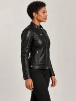 Women's Nera Notte Black Leather Biker Jacket