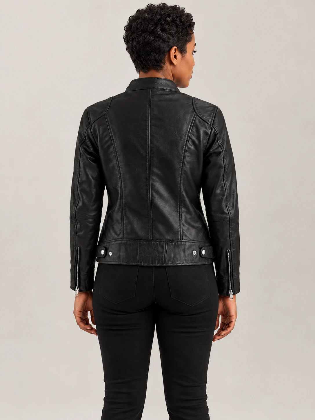 Women's Nera Notte Black Leather Biker Jacket