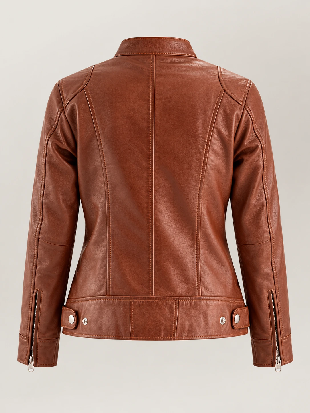 Women's Nera Notte Brown Leather Biker Jacket