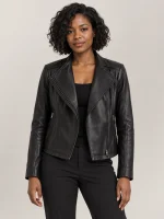 Women's Fiamma Black Leather Biker Jacket