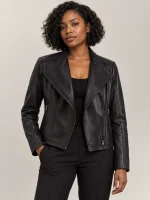 Women's Fiamma Black Leather Biker Jacket