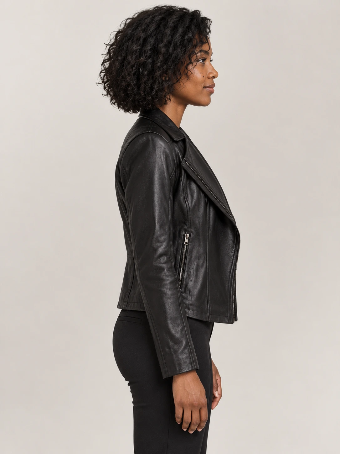 Women's Fiamma Black Leather Biker Jacket
