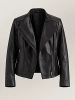 Women's Fiamma Black Leather Biker Jacket