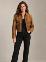 Women's Suede Cropped Leather Jacket