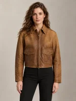 Women's Suede Cropped Leather Jacket