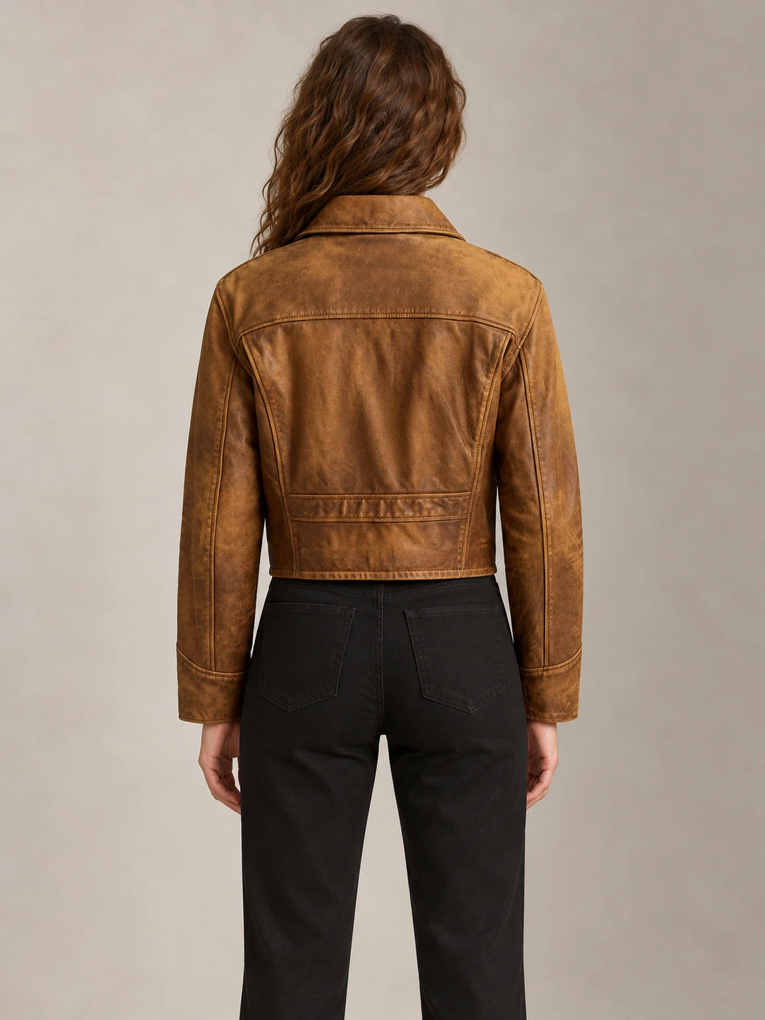 Women's Suede Cropped Leather Jacket