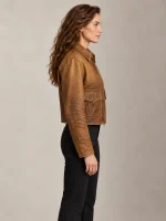 Women's Suede Cropped Leather Jacket